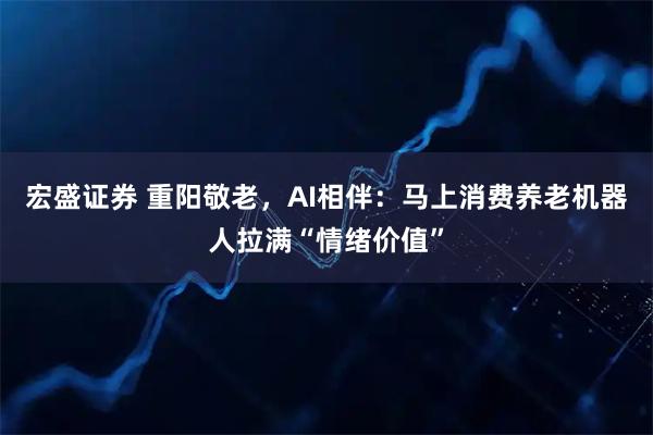 宏盛证券 重阳敬老，AI相伴：马上消费养老机器人拉满“情绪价值”