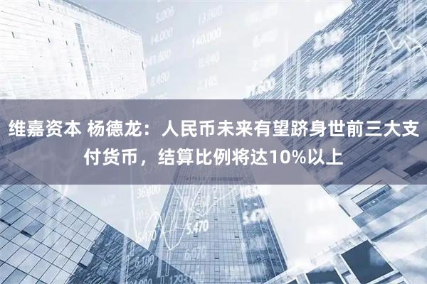 维嘉资本 杨德龙：人民币未来有望跻身世前三大支付货币，结算比例将达10%以上