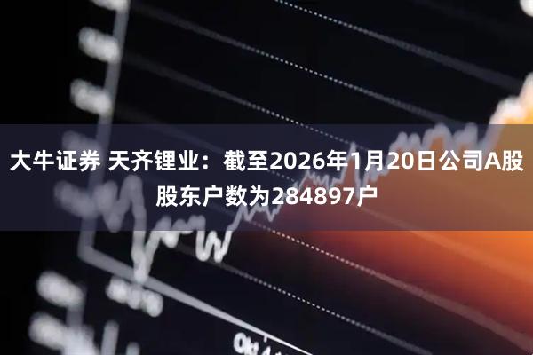 大牛证券 天齐锂业：截至2026年1月20日公司A股股东户数为284897户